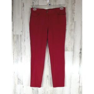 Chicos So Slimming Ankle Pants 0.5 Short (31x27.5) Red Cotton Blend Stretch